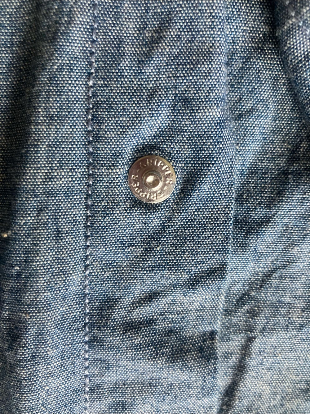 J.CREW Wallace & Barnes Chambray Denim Diamond Pearl Snap Western Shirt Medium - Picture 5 of 9